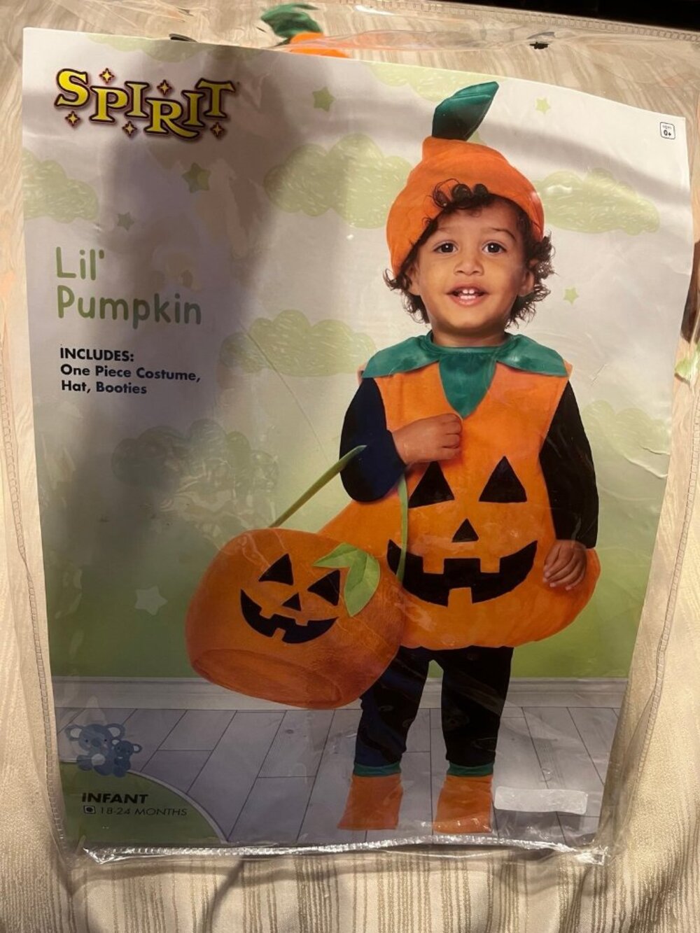 Spirit Lil Pumpkin Costume Infant 18-24 Months Hat Booties Costume Halloween